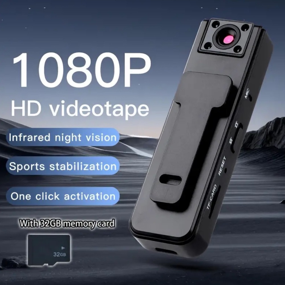 NEW  1pc 1080P Mini Body Camera with 180° Rotatable Lens, USB Rechargeable,